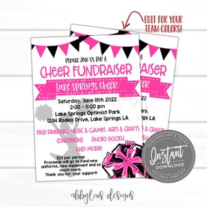 EDITABLE Cheer Fundraiser Flyer, Cheerleading Fundraiser, Printable PTA/PTO Flyer, Editable Fundraiser, Editable File, Digital Template,