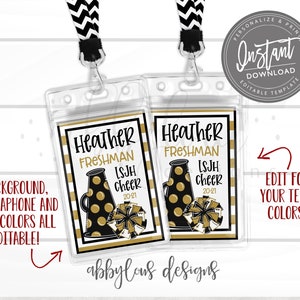 EDITABLE Cheer Bag Tags, Printable Cheerleader Backpack Tags, Personalized Backpack Tags, Personalized Cheer Luggage Tags, INSTANT ACCESS