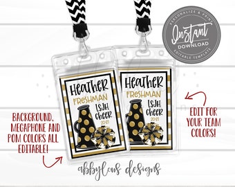 EDITABLE Cheer Bag Tags, Printable Cheerleader Backpack Tags, Personalized Backpack Tags, Personalized Cheer Luggage Tags, INSTANT ACCESS