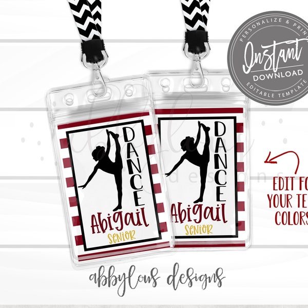 EDITABLE Dance Bag Tags, Printable Dance Team Backpack Tags, Personalized Backpack Tags, Personalized Dance Luggage Tags, INSTANT ACCESS