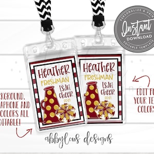 EDITABLE Cheer Bag Tags, Printable Cheerleader Backpack Tags, Personalized Backpack Tags, Personalized Cheer Luggage Tags, INSTANT ACCESS