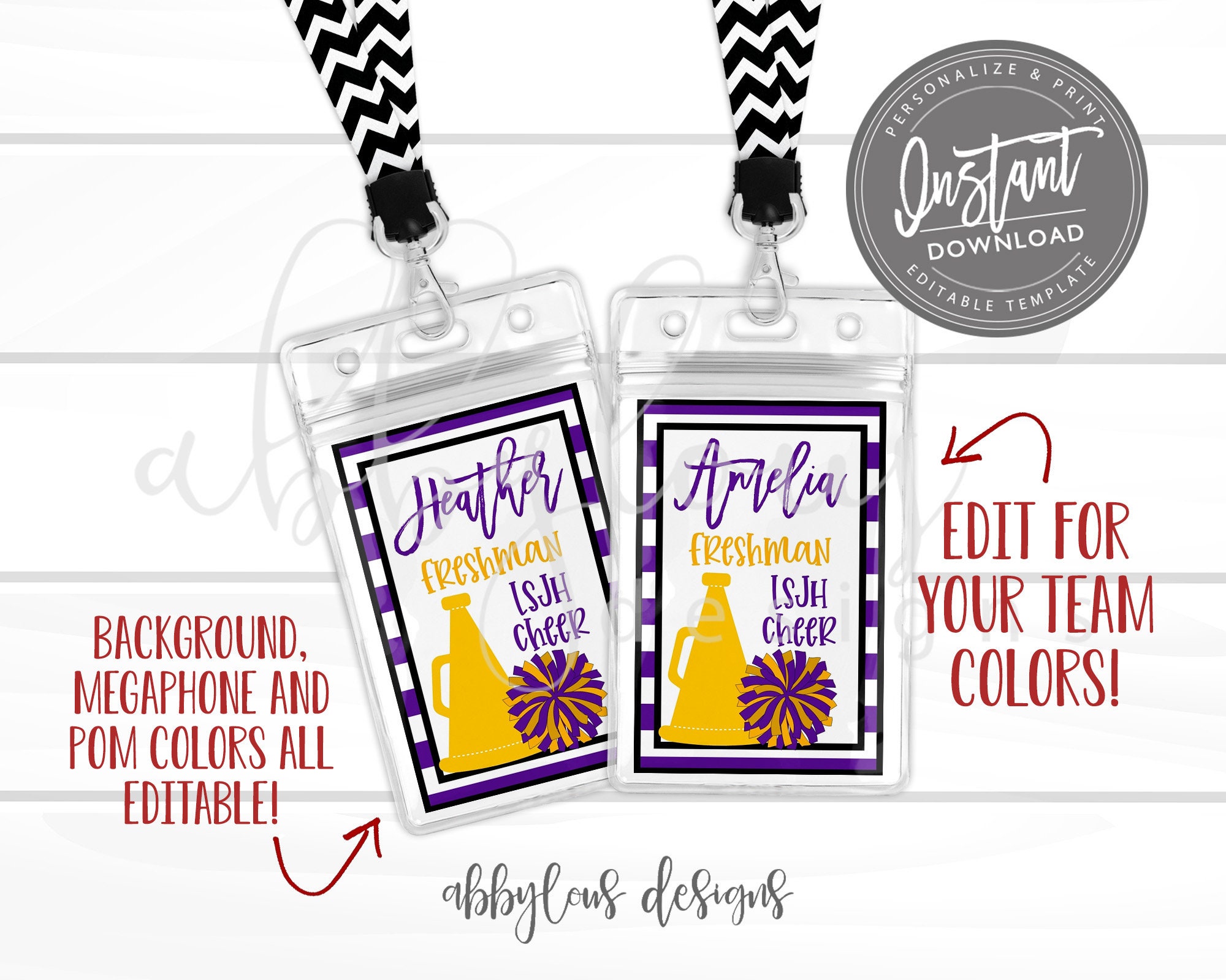 EDITABLE Cheer Bag Tags Printable Cheerleader Backpack Tags Etsy