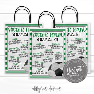 EDITABLE Soccer Team Survival Kit Printable, Gift Bag Printable, Printable Soccer Flyer, Team Gift Idea, Personalized Flyer, INSTANT ACCESS