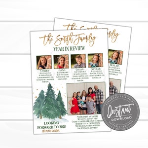 EDITABLE Year in Review Printable, Christmas Card Insert, Editable Holiday Card Insert, Editable Photo, EditableFile, Digital Template,