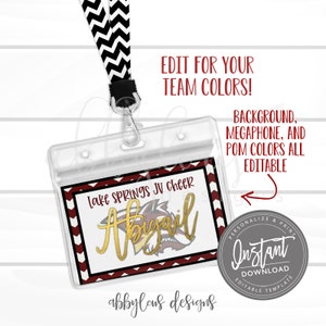 EDITABLE Cheer Bag Tags, Printable Cheerleader Backpack Tags, Personalized Backpack Tags, Personalized Cheer Luggage Tags, INSTANT ACCESS