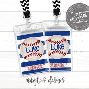 BEARBEITBARE Baseball Gepäcktaschenanhänger, druckbare Rucksackanhänger, personalisierte Rucksackanhänger, personalisierte Namens-Gepäckanhänger, SOFORTIGER ZUGRIFF