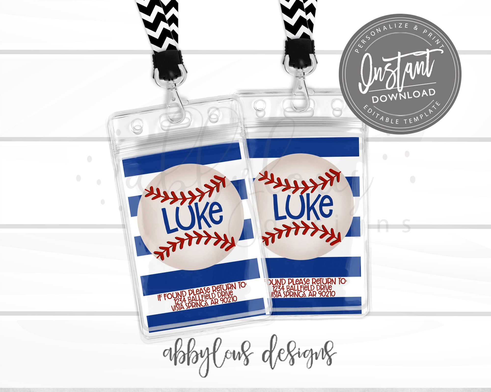 Baseball Luggage /& Bag Tag Personalized Baseball Stitches No Personalization on Back LARGE