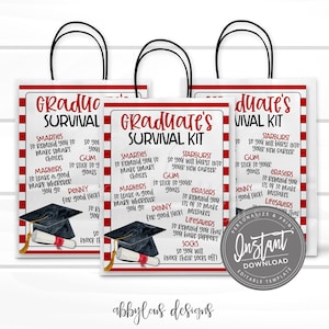 EDITABLE Graduation Survival Kit Printable, Gift Bag Printable, Printable Flyer, Graduate Gift Idea, Custom Gift Flyer, INSTANT ACCESS
