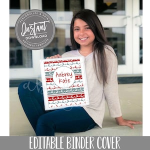 EDITABLE Binder Cover, Christmas Binder Cover, Holiday Binder Cover, School Binder, ANY NAME, Any Subject, Editable File, Digital Template,
