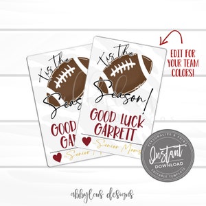 Etiquettes de football MODIFIABLES porte-bonheur, étiquettes de football imprimables, cadeaux porte-bonheur personnalisés, carte porte-bonheur personnalisée, accès instantané