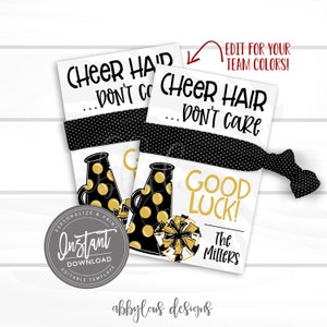 EDITABLE Cheer Hair Tie Tags, Printable Cheerleader Hair Band Tags, Personalized Hair Tie Favors, Personalized Hair Tie Card, INSTANT ACCESS