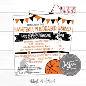 EDITABLE Basketball Fundraiser Flyer, Basketball Fundraiser, Printable PTA/PTO Flyer, Editable Fundraiser, Editable File, Digital Template,