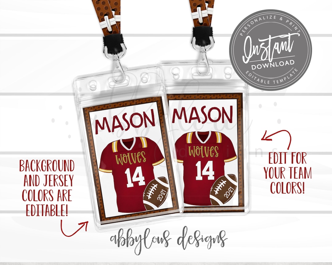 EDITABLE Football Luggage Bag Tags, Printable Backpack Tags