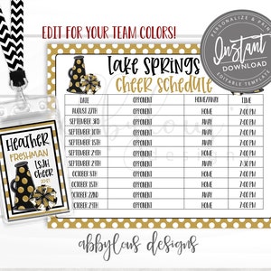 BEWERKBAAR Cheer / Dance-schema Afdrukbaar, Oefenschema, Cheer / Dance Game-schema, Team Bag Tag, Cheer Bundle, Bewerkbaar bestand, NU BEWERKEN