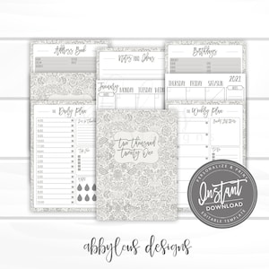 EDITABLE 2021 Planner Imprimible, Planificador semanal, Planificador diario, Planificador mensual, Dirección, Archivo editable, Plantilla digital, Planificador de cartas