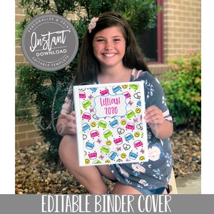 EDITABLE Binder Cover, Retro Binder Cover, Back to School, School Binder, ANY NAME, Any Subject, Editable File, Digital Template,