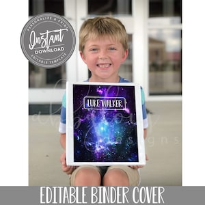 EDITABLE Binder Cover, Galaxy Binder Cover, Back to School, School Binder, ANY NAME, Any Subject, Editable File, Digital Template,