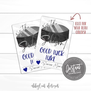 Tag di buona fortuna per hockey modificabili, tag di squadra di hockey stampabili, favori di buona fortuna personalizzati, carta di buona fortuna personalizzata, ACCESSO IMMEDIATO