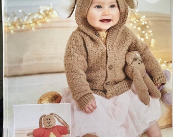 Baby, Knitting pattern, Stylecraft DK 9855, hooded jacket and toy knitting pattern