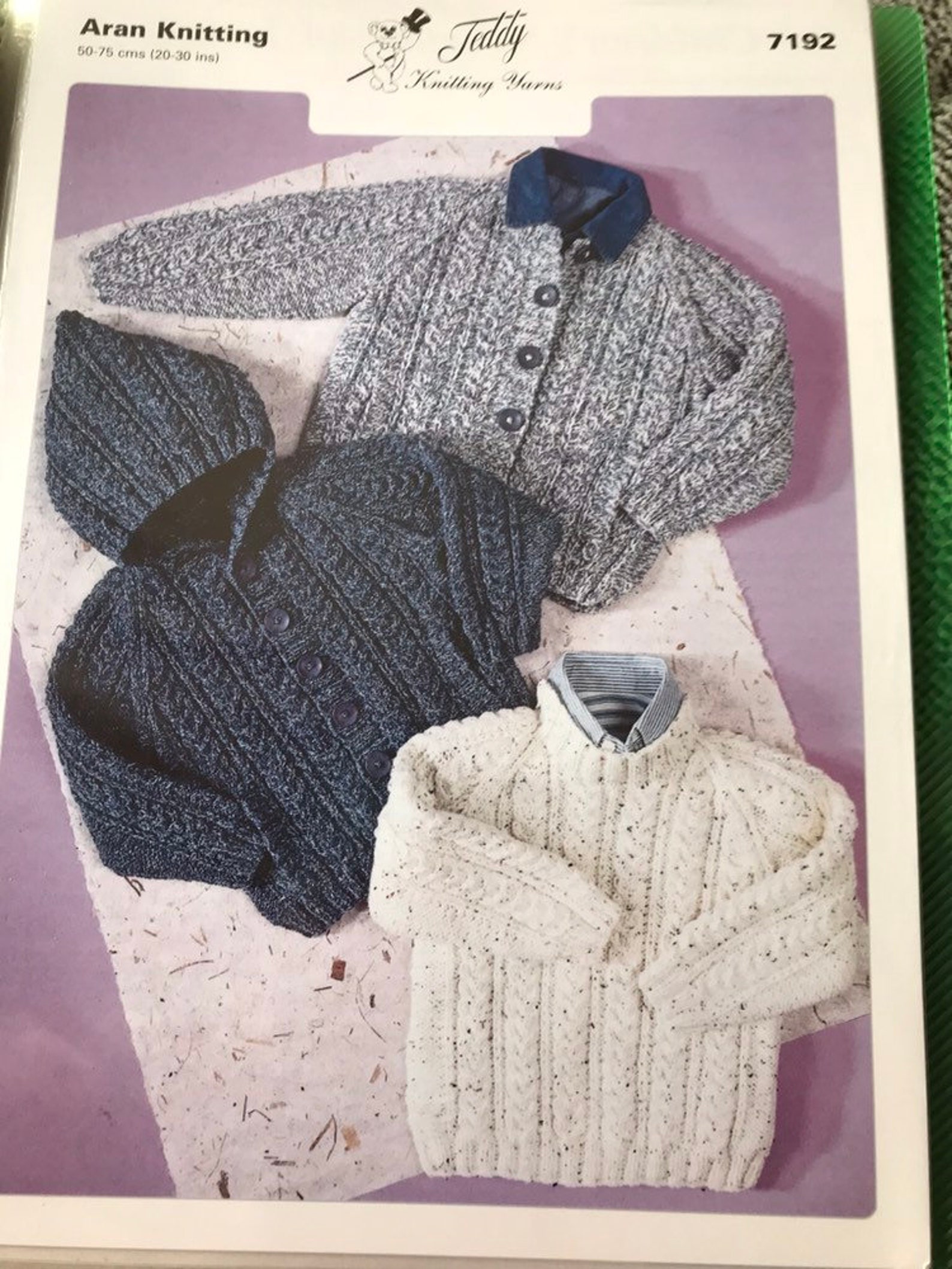 Aran knitting pattern Teddy 7192 cardigan and jumper pattern Etsy