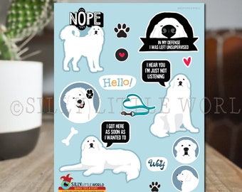 Great Pyrenees planner stickers sheet, cute dog notebook stickers set, funny dog gifts for owners, dog mom stickers for laptop, dog lover