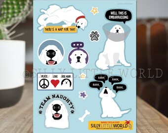 Great Pyrenees sticker set, Dog sticker sheet, pyrenees sticker set, pet stickers, 8.25x10.75 inch sheet, funny dog gifts