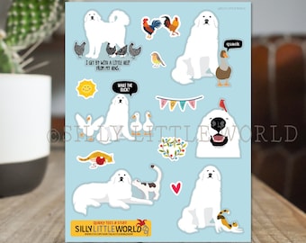 Great Pyrenees sticker set, Dog sticker sheet, pyrenees sticker set, pet stickers, 8.25x10.75 inch sheet, funny dog gifts