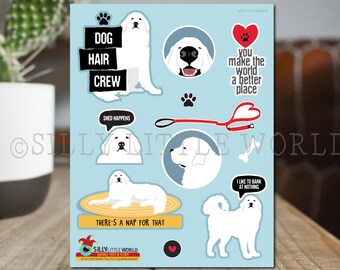Great Pyrenees sticker set, Dog sticker sheet, pyrenees sticker set, pet stickers, 8.25x10.75 inch sheet, funny dog stickers