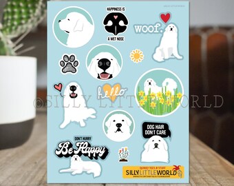 Great Pyrenees sticker set, Dog sticker sheet, pyrenees sticker set, pet stickers, 8.25x10.75 inch sheet, funny dog gifts