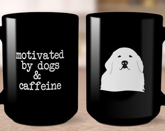 Great Pyrenees mug, Black ceramic mug, funny dog mug, coffee cup, dog lover gift, 15oz mug, coffee lover