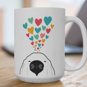 Great Pyrenees mug, White ceramic mug, funny dog mug, coffee cup, dog lover gift, 15oz mug, coffee lover
