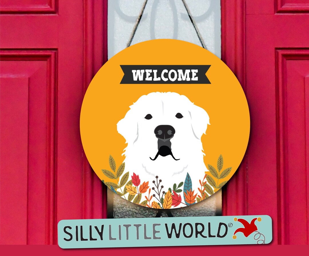 Great Pyrenees Door Wreath, Front Door Decor, Dog Wall Decoration