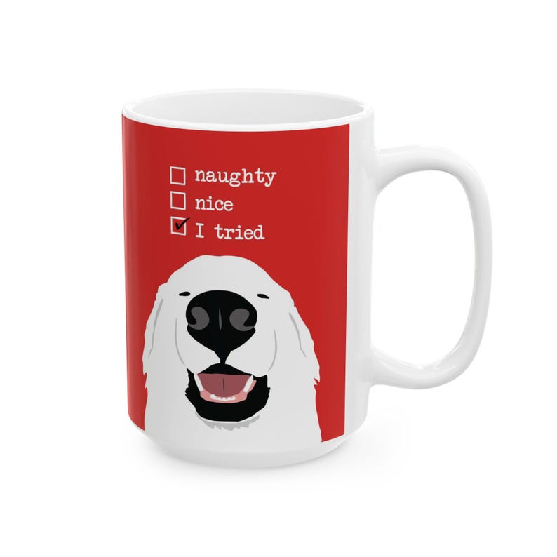 personalized Great Pyrenees dog mug, custom dog mug with pet name, 15oz ceramic mug, dog lover gifts for dog mom, fathers day gift from dog image 3