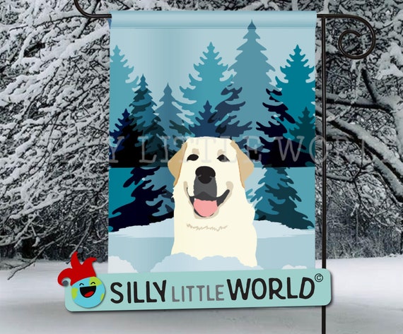 Snowy Winter Yellow Lab Garden Flag, Cute Dog Yard Flag, Gift for
