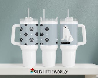 Great Pyrenees 40oz tumbler, "Antidepressant" reusable pet tumbler for introverts, love my dog travel mug for mom