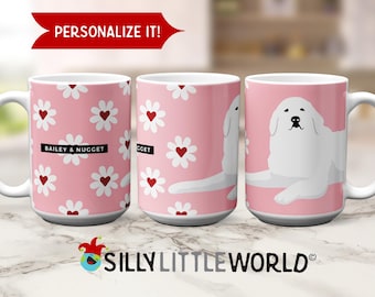 personalized best dog mom, custom Great Pyrenees gift, 15oz white ceramic mug, add your dog names, mothers day gift for her, adopted dog