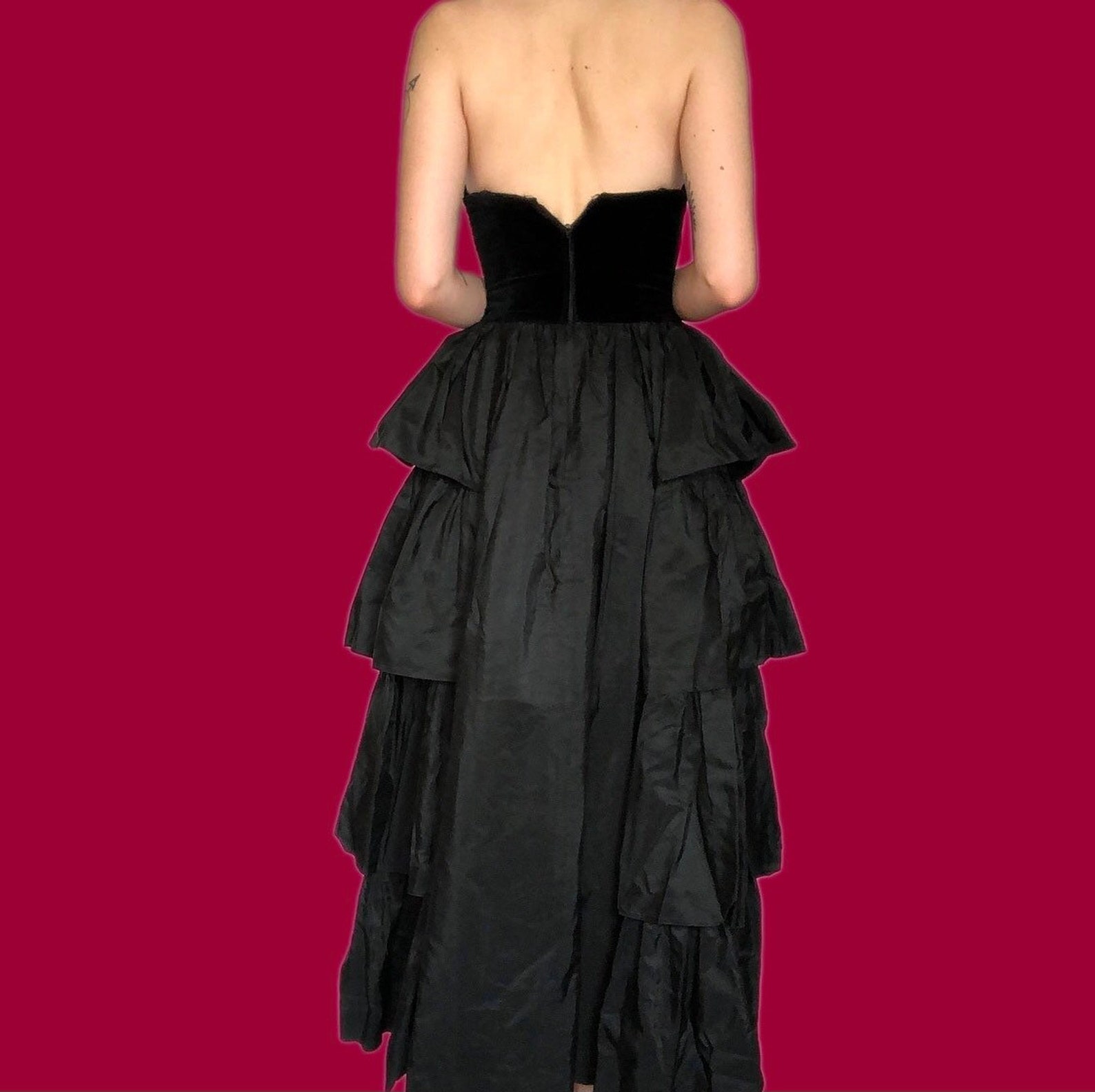 black corset evening dress