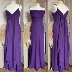 Purple petite Roman Originals vintage chiffon evening prom dress uk 12/us 8/eu 40