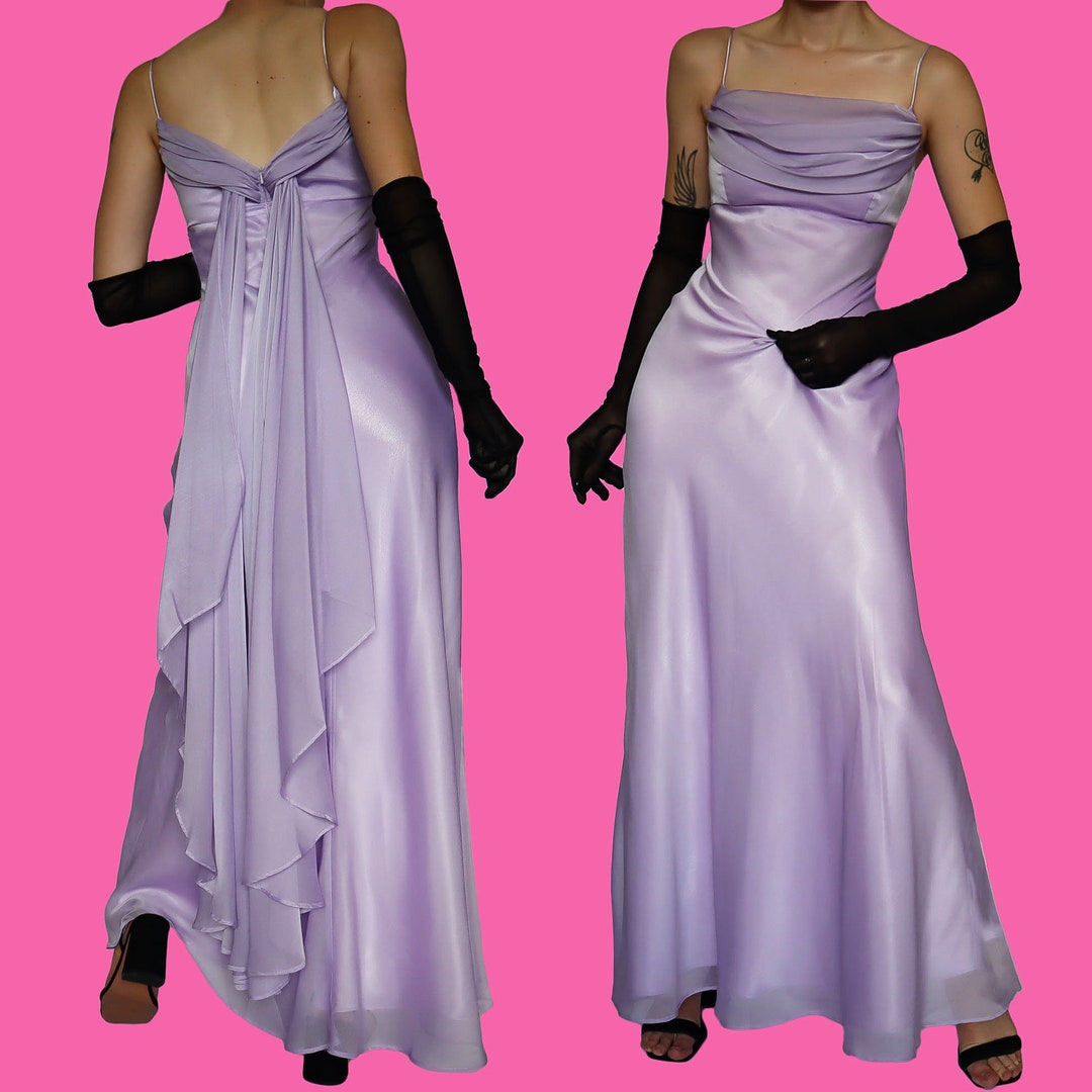 Classy Sheath Straps Long Party Dress Lilac Chiffon Prom Dresses