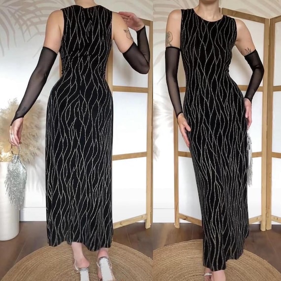 ronni nicole maxi dress Ronni Nicole Vintage 90s Stretchy Maxi Dress Uk 10-12/M