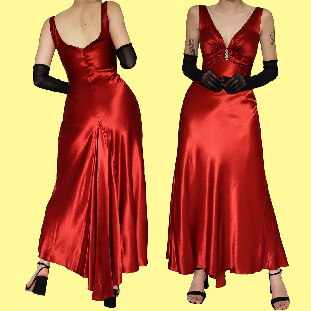 Red Diamanté Evening Prom Dress UK 8/US 4/EU 36 Etsy