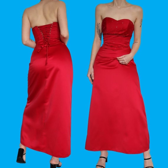 Beautiful Red Corset Evening Prom Dress UK 8 Etsy