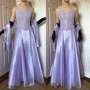 Designer Vintage YVE London Organza Abendkleid & Schal UK 10-12 - Ballkleid, Abendkleid, Ballkleid