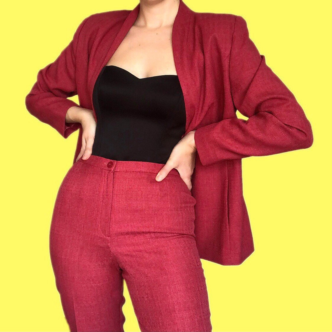 Beautiful vintage red 2 piece trouser suit UK 10 Etsy