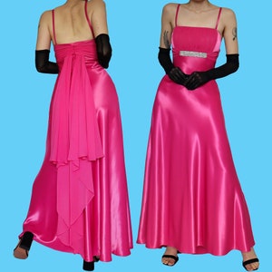 VTG Bright pink designer YVE diamanté evening prom dress UK 16 - ball gown, formal dress, homecoming dress
