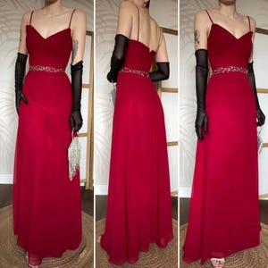 Veromia vintage red prom dress with detatchable straps UK 8