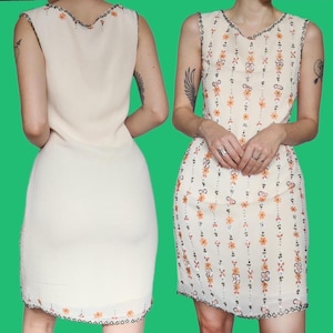 Cream Monsoon bead & sequin mini dress UK 12