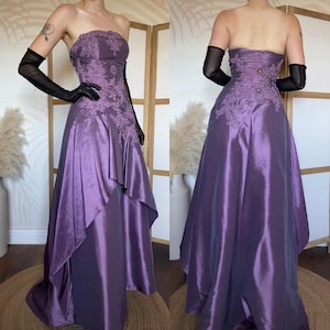 Goya vintage lila trägerloses a-linie Abschlussballkleid Ballkleid & Schal uk 3/us 4/eu 36