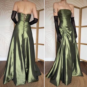 niki livas green dress Green Vintage Niki Livas Satin Evening Gown Prom Dress UK Size 8  Scum  Vintage