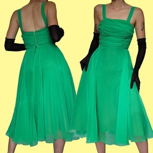 Vintage green evening fit & flare midi party dress UK 8/US 4/EU 36